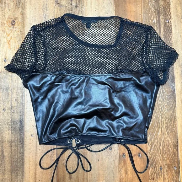 Dolls Kill Black Crop Top with Lace-Up Detail NWOT - Picture 5 of 5